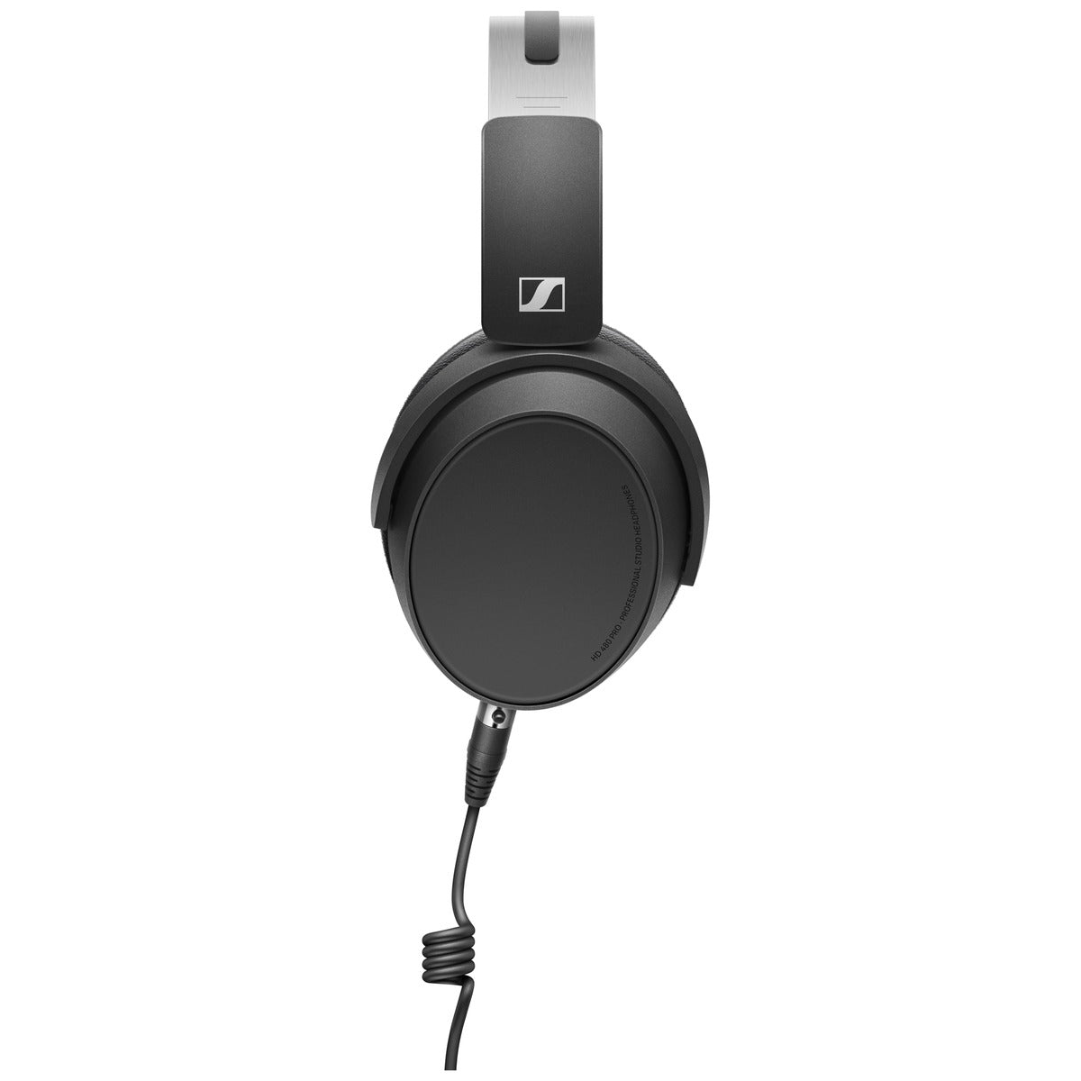 Sennheiser HD 480 Pro Plus studio headphones shown from the side, featuring over-ear design and adjustable headband.