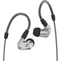 Close-up of Sennheiser IE 900 Head-fi headphones showing sleek design and high-quality build from the front view.