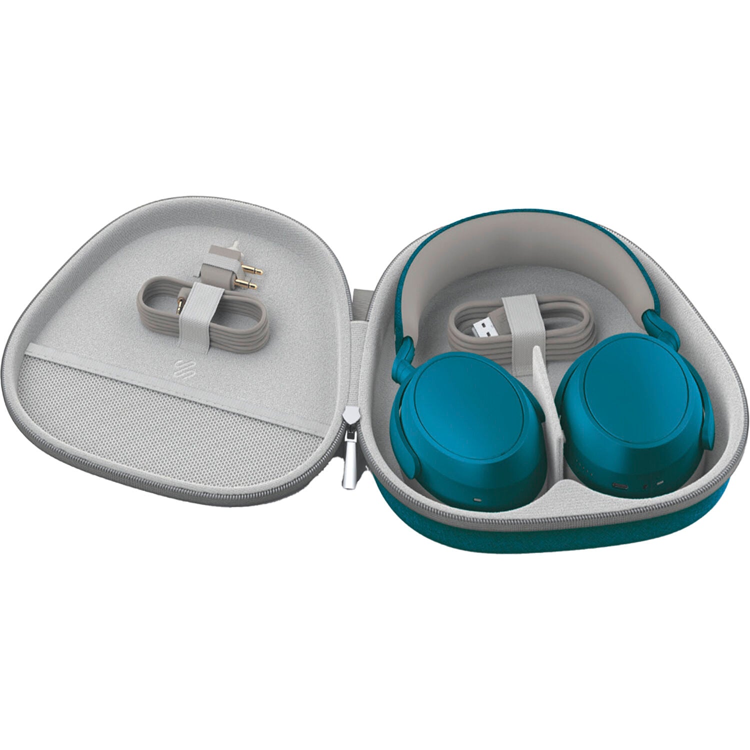 Sennheiser Momentum 4 Wireless headphones, petrol blue headphones in open case