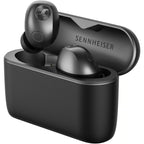 Sennheiser Momentum True Wireless 5 earbuds in open charging case, Graphite