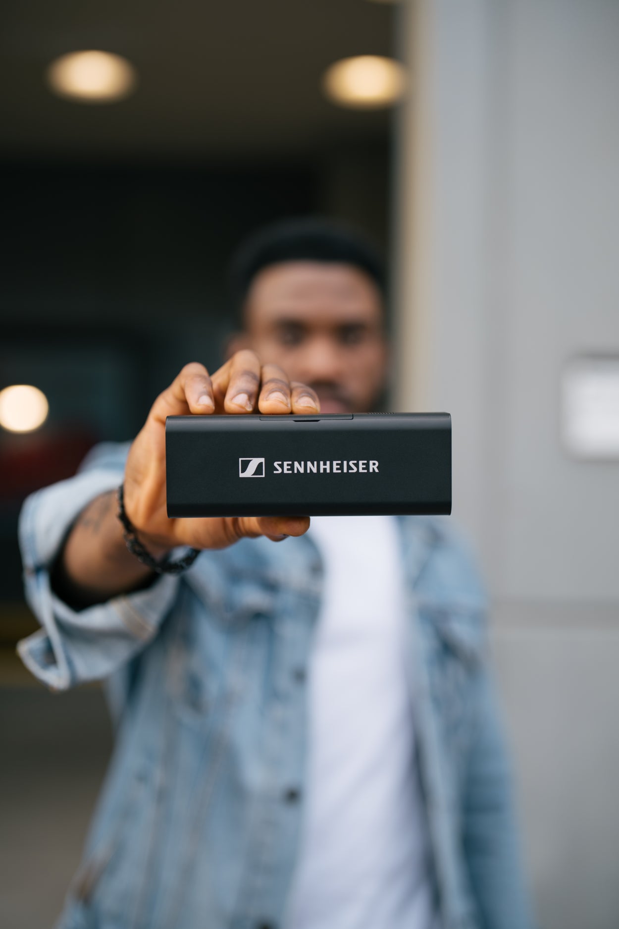 Sennheiser Profile Wireless Creator Microphone System with sleek transmitter and receiver units for professional audio recording