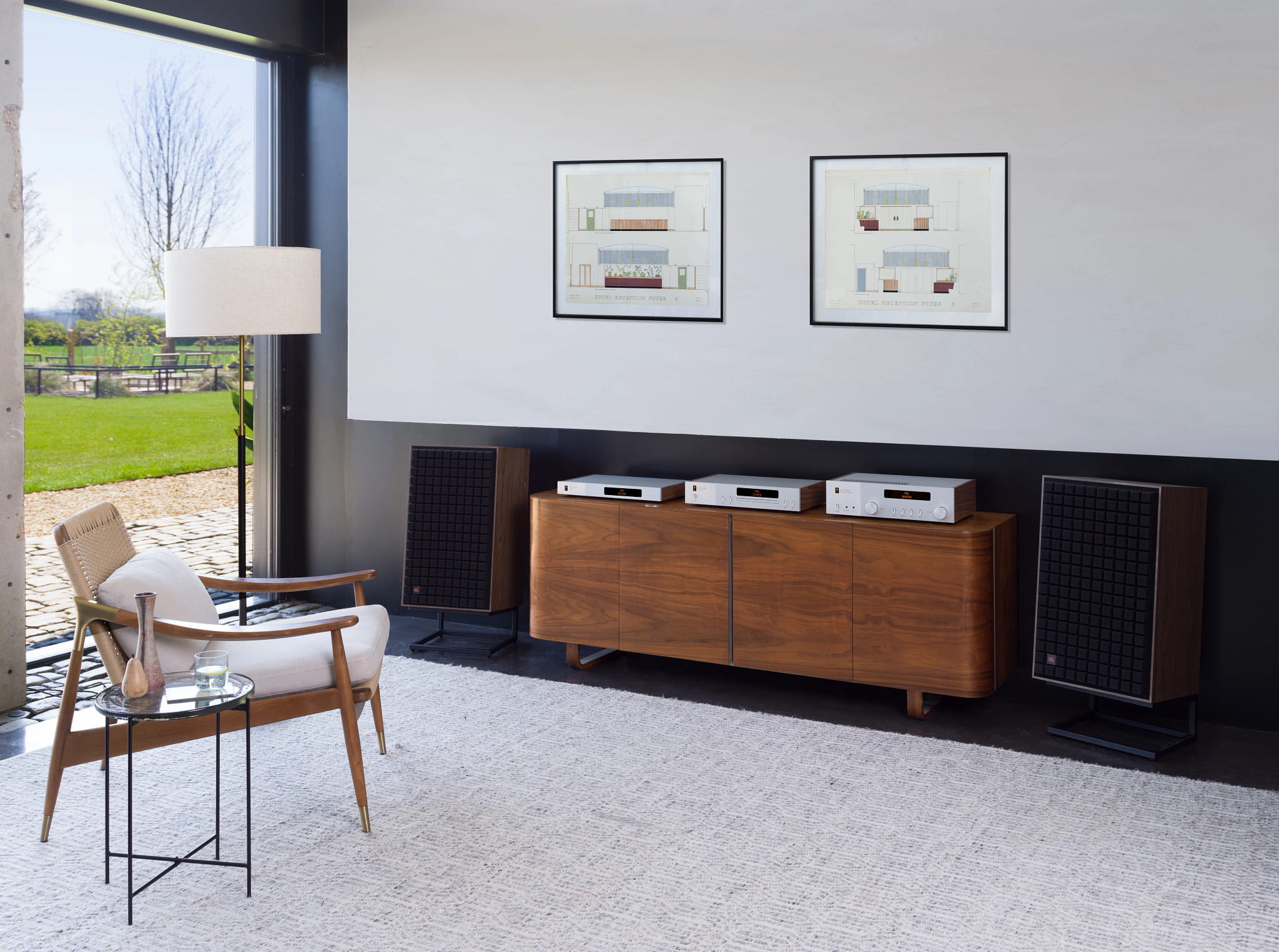 JBL CD350 Classic CD player with black grille, compact design, and digital display, part of JBL's classic audio equipment collection.