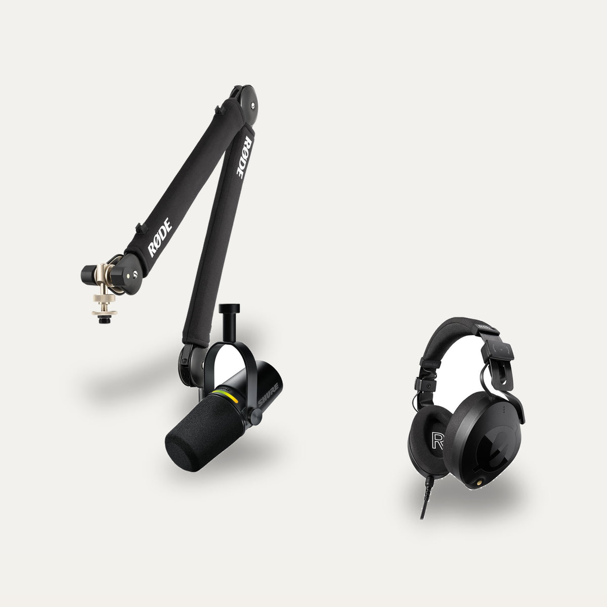 Shure MV7+ + RODE PSA1+ + RODE NTH-100 Creator Desk Set – Arm Colour Black, Headphones Colour Black
