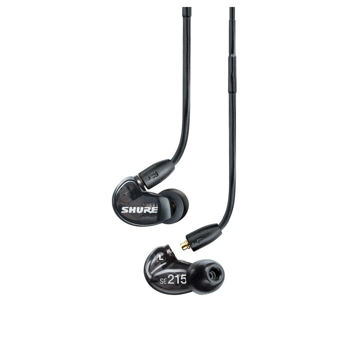 Shure SE215 wired in-ear headphones, in red, rear view