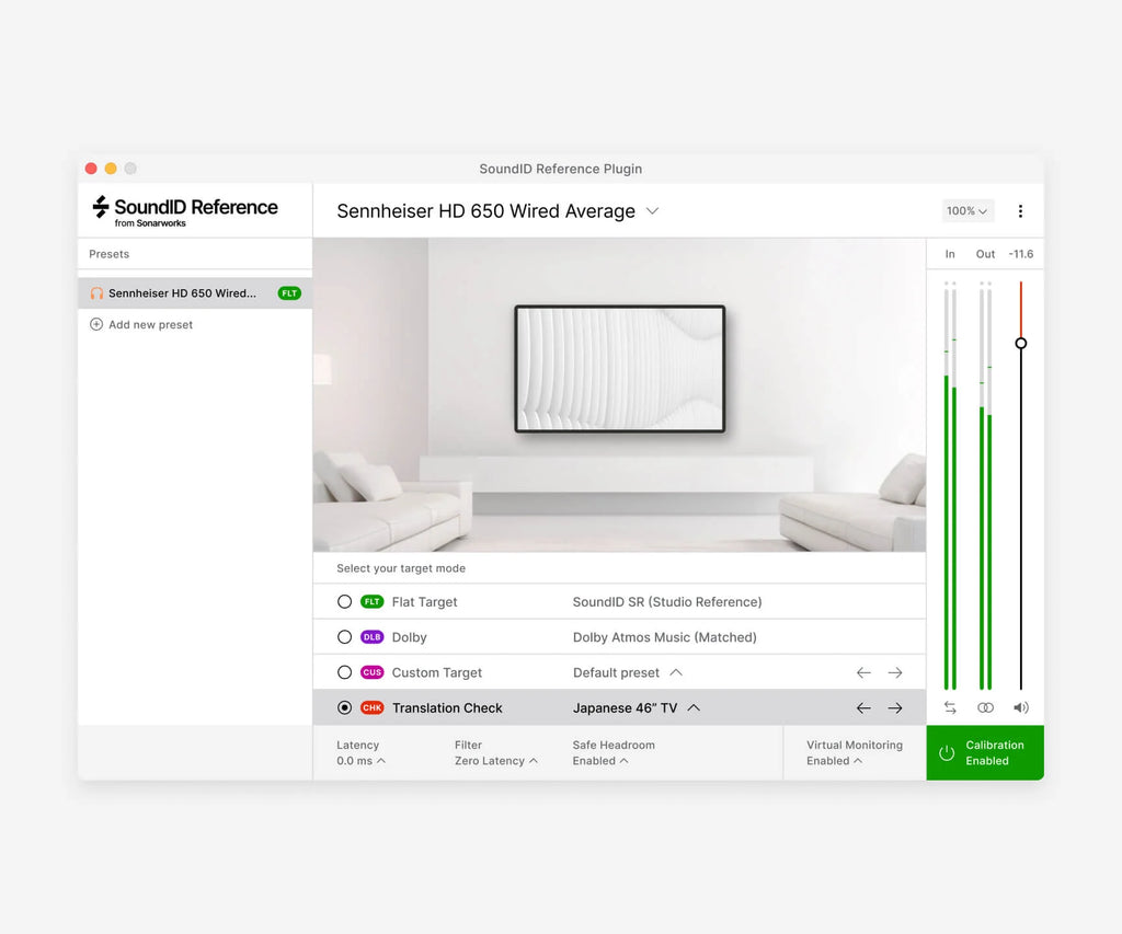 Sonarworks SoundID Reference Virtual Monitoring Add-On interface on a computer screen for music production software.