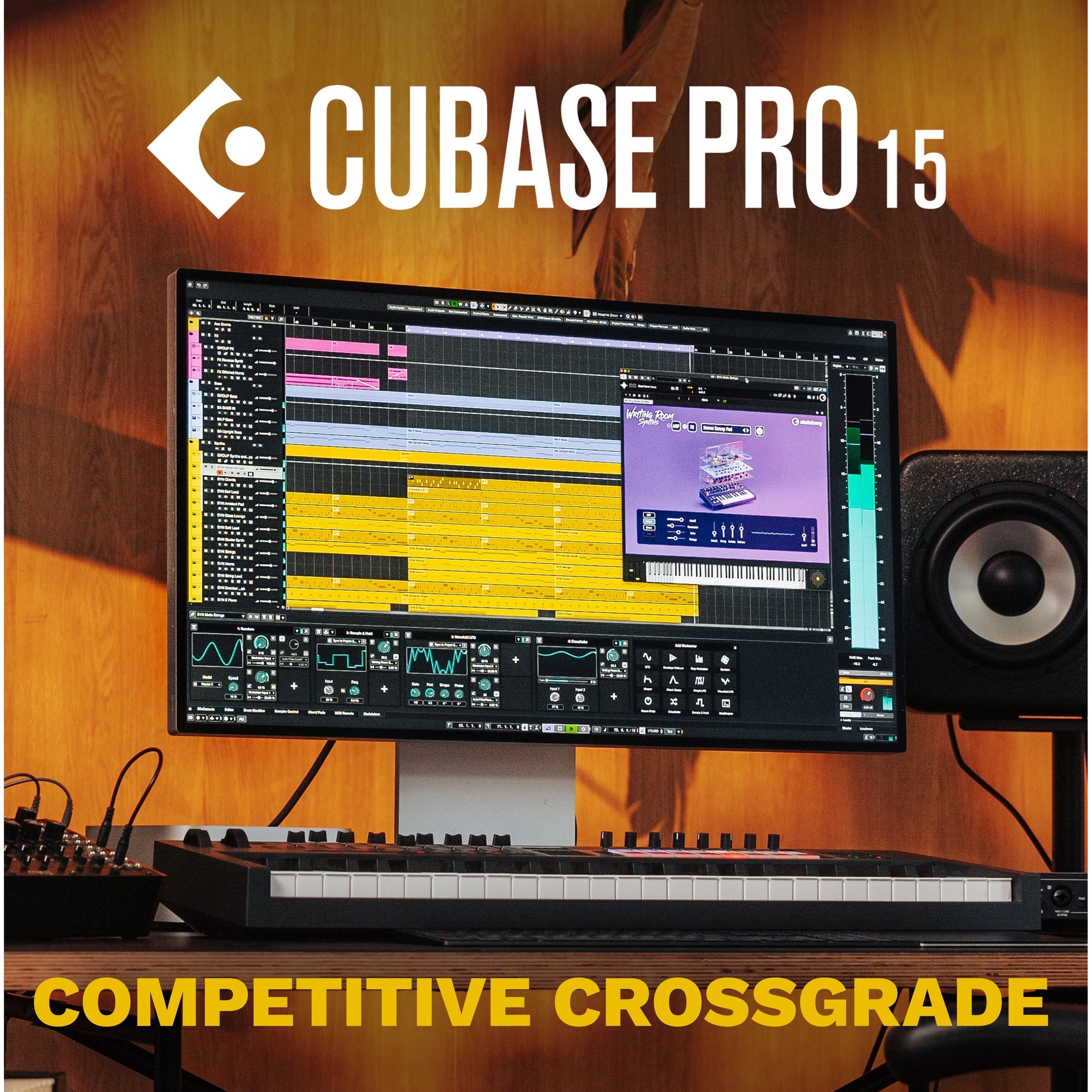 Steinberg Cubase Pro 15 DAW software box with interface screen, designed for music production and audio editing.
