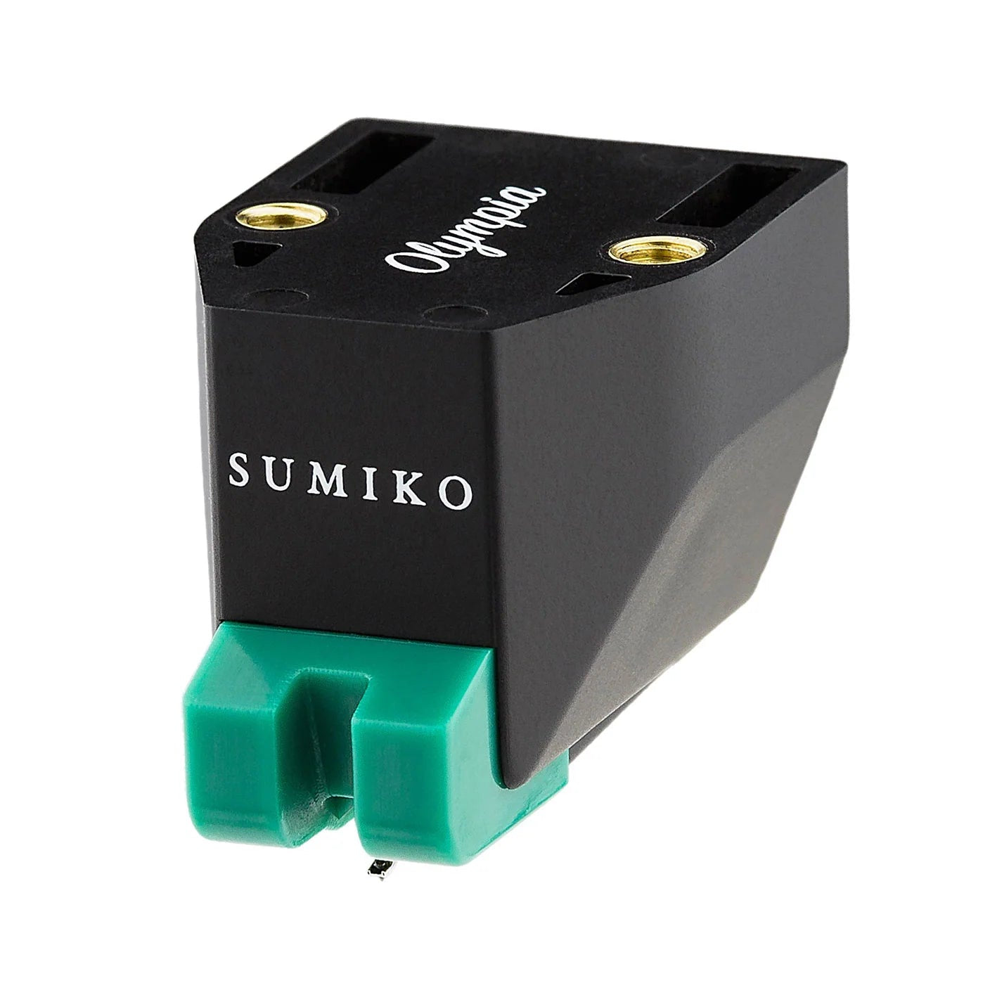 Sumiko Olympia MM phono cartridge for turntables, showing the black cartridge with stylus and branding details.