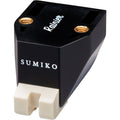 Sumiko Rainier MM phono cartridge mounted on a turntable, showcasing its stylus and sleek design for high-quality vinyl playback.