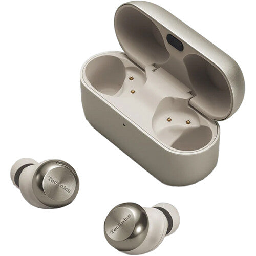 Technics EAH-AZ100 true wireless earbuds, in black, with charging case