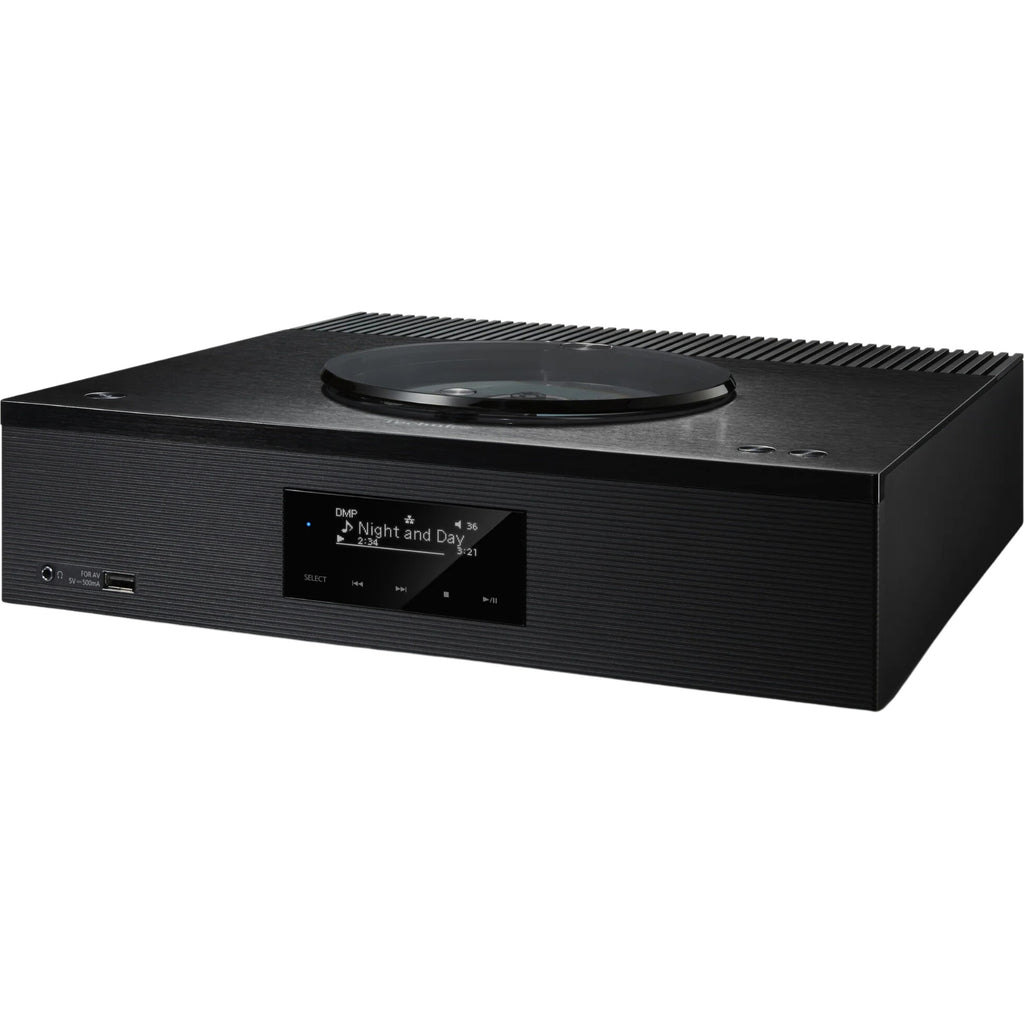 Technics SA-C600 stereo amplifier with sleek black design, front control knobs, and digital display, ideal for high-quality audio systems.