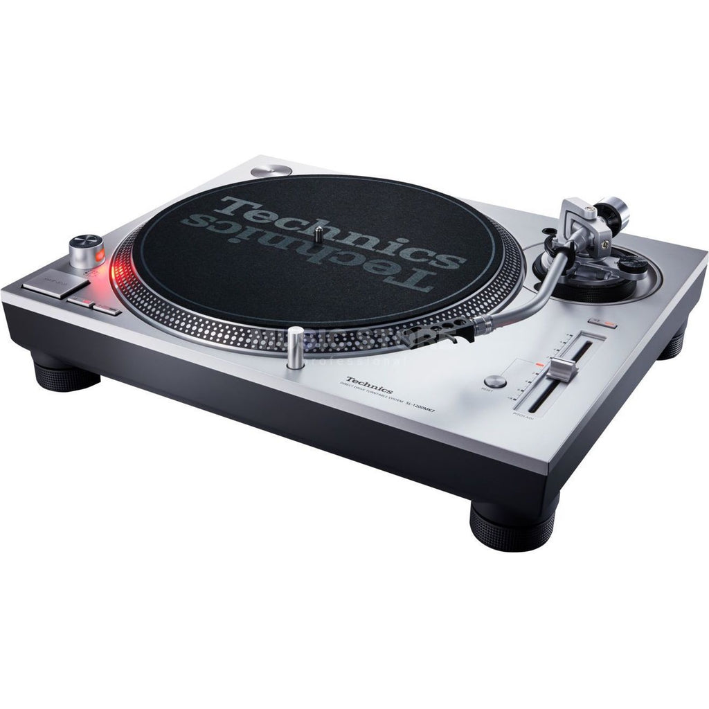 Technics SL-1200 MK7 DJ turntable, top view in black