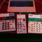 Teenage Engineering EP-136 K.O. Sidekick DJ mixer with multiple knobs, sliders, and input ports for professional audio mixing.