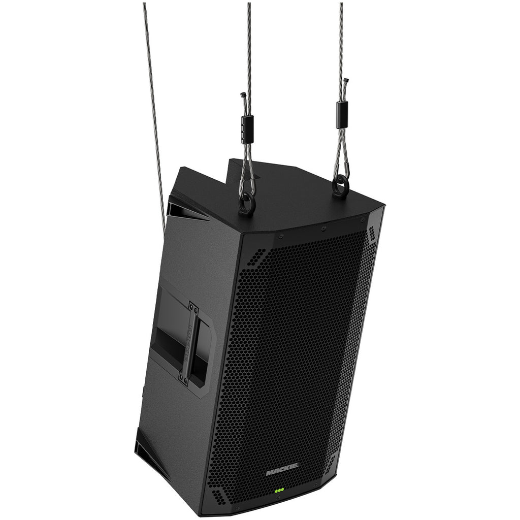 Mackie Thump12v4 active loudspeaker with sturdy build and integrated handles, shown on a stage or setup environment.