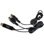 Tie Studio MIDI 1i1o USB MIDI interface, hero with USB and MIDI connectors