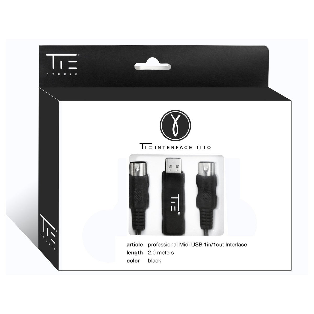 Tie Studio MIDI 1i1o USB MIDI interface, retail packaging box