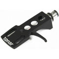 Black Tonar DJ Headshell for cartridges, shown with mounting and wiring details, ideal for turntable setup and DJ equipment.
