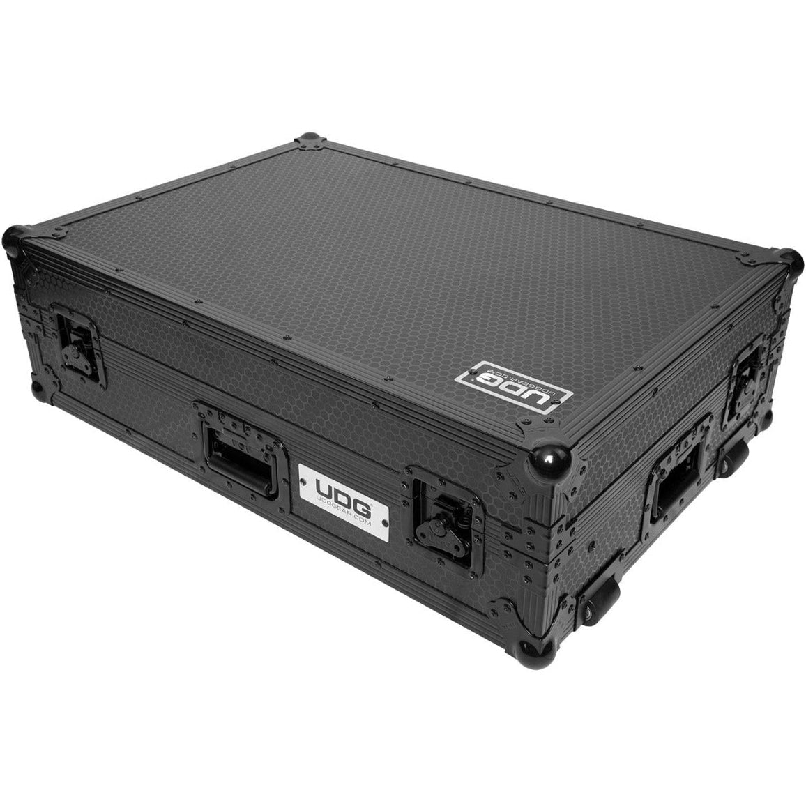 UDG Ultimate Flightcase for XDJ-RX3 with laptop tray and wheels, designed for safe DJ equipment transport.