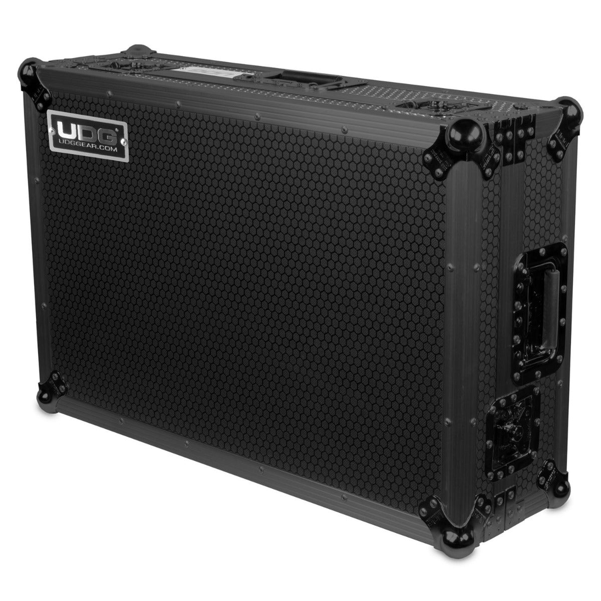 UDG Ultimate Flight Case for Pioneer XDJ-RX3 in black with wheels, durable DJ equipment case with handles and secure locking features.