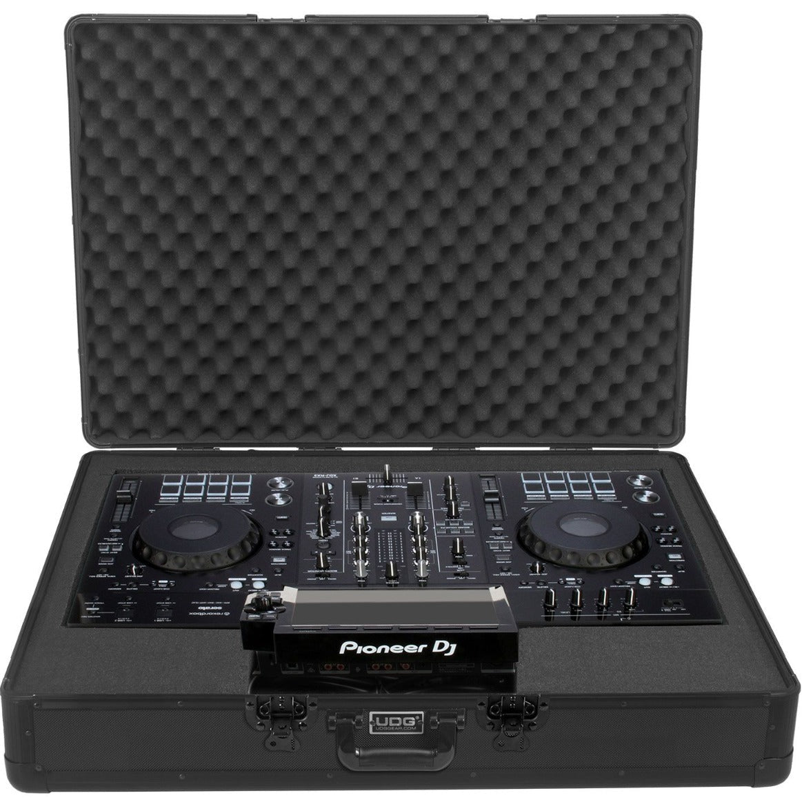 UDG Ultimate Pick Foam Flight Case for DJ equipment, black MK2 model with multi-format design, protects XDJ-RX3 and other gear.