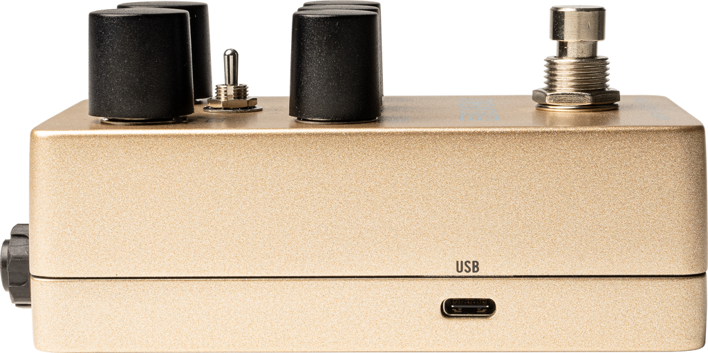 Universal Audio Heavenly Plate Reverb effects pedal with metallic finish and control knobs on a white background.