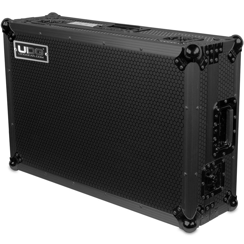 UDG Ultimate Flight Case Pioneer Opus-Quad black DJ flight case with protective foam interior and sturdy handle for portable DJ equipment.