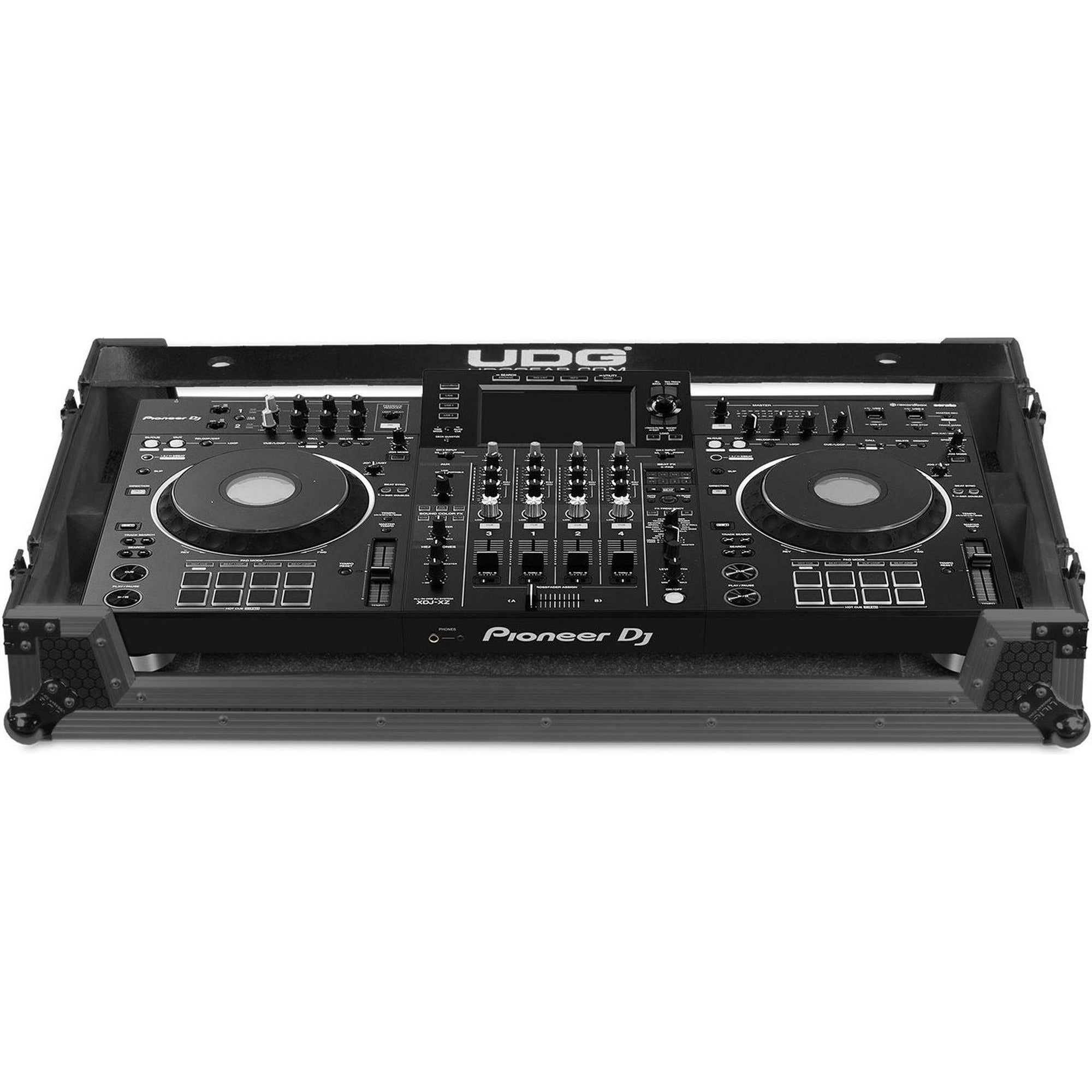 UDG Ultimate Flight Case Multi Format 3XL DJ case in black with wheels, designed for protecting and transporting DJ equipment.
