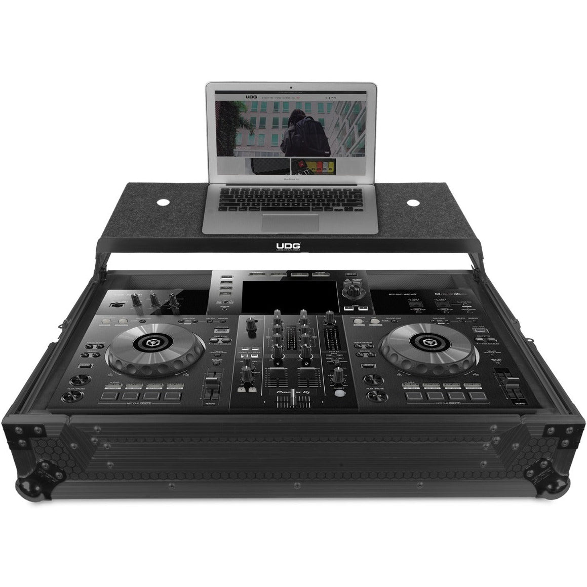 UDG Ultimate Flight Case Pioneer XDJ-RR Black Plus (Laptop Shelf), dj flight cases, black