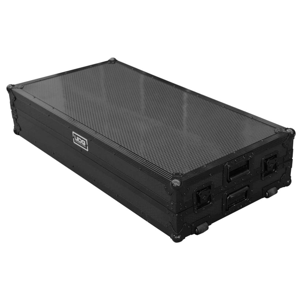 UDG Ultimate Flight Case Portable Z-Style DJ Table Black Plus (Wheels) DJ table flight case, rear view