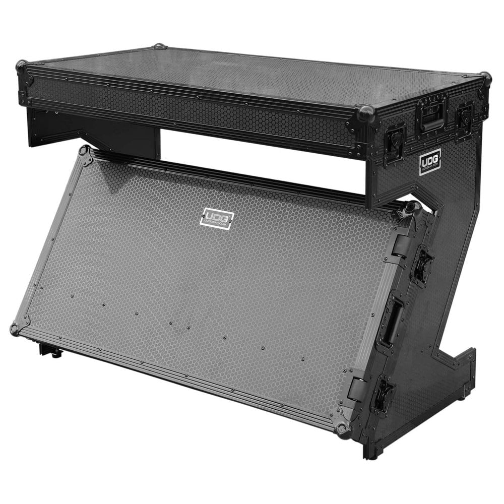 UDG Ultimate Flight Case Portable Z-Style DJ Table Black Plus (Wheels) DJ table flight case, setup detail