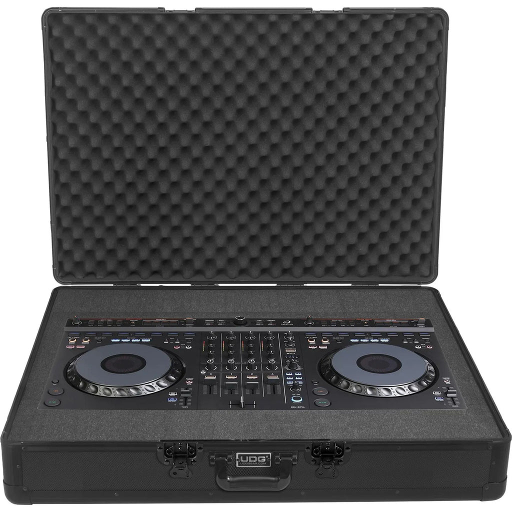 UDG Ultimate Pick foam flight case for AlphaTheta DDJ-GRV6 DJ controller, black, durable protective case with foam interior.