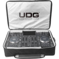 Large black UDG Urbanite MIDI Controller Backpack designed for DJs, with multiple compartments and padded straps for easy transport.