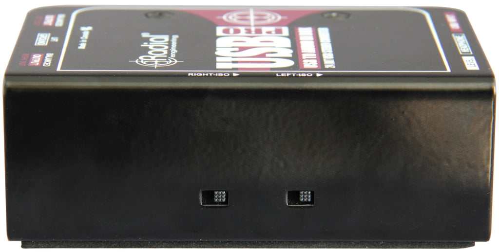 Radial Engineering USB-Pro DI box for connecting and managing audio signals with USB and analog inputs and outputs.