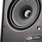 Close-up of the Vestlyd M8C Active 8-inch coaxial paper woofer with titanium dome tweeter