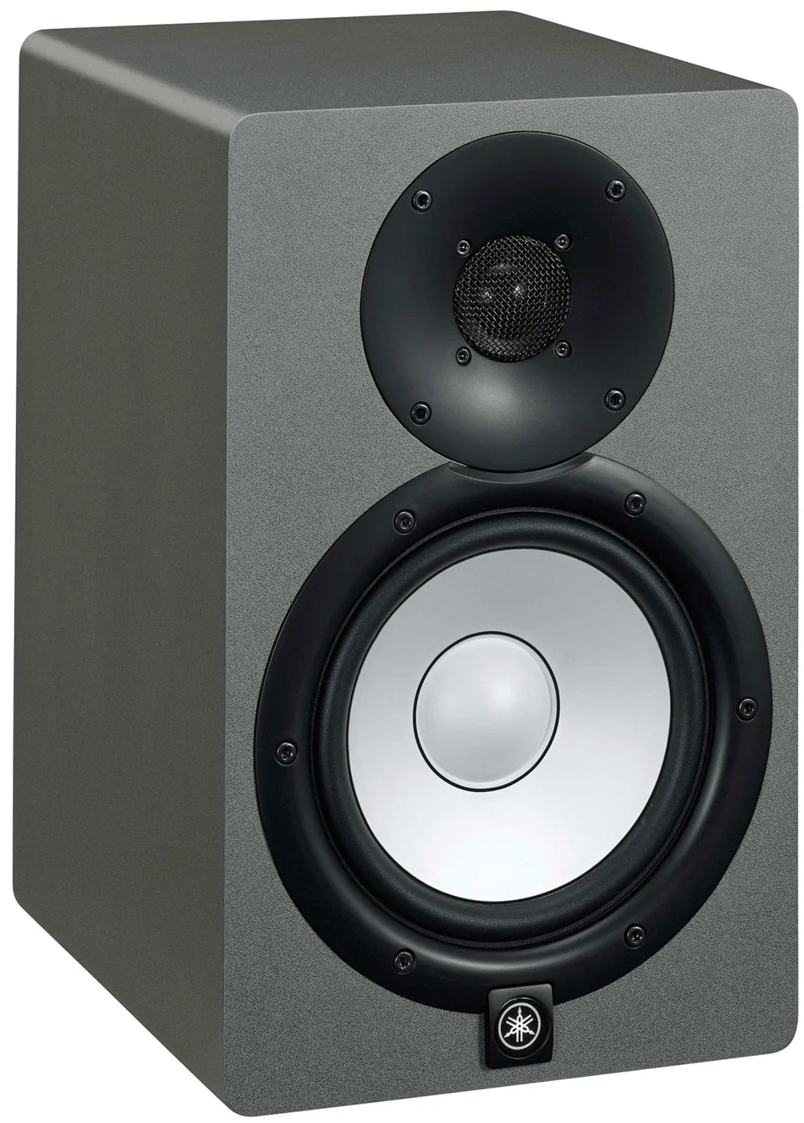 Yamaha HS7 active studio monitors, angled view