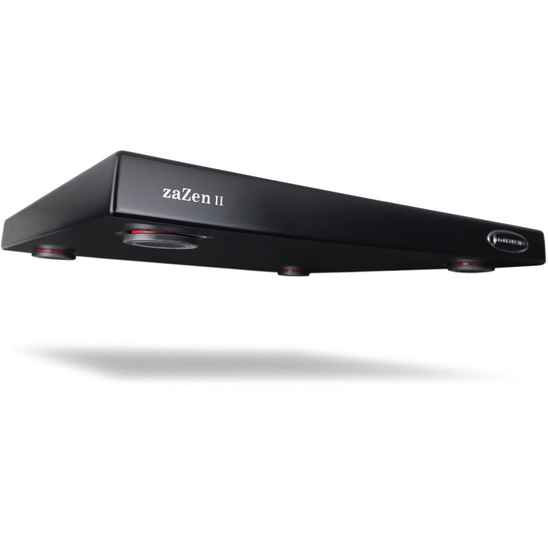 IsoAcoustics zaZen II studio monitor stands shown in a neutral setting, designed to elevate and improve sound clarity for studio monitors.