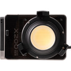 Zhiyun Molus LED X200 bi-color COB light panel showing adjustable brightness and color temperature for professional lighting.