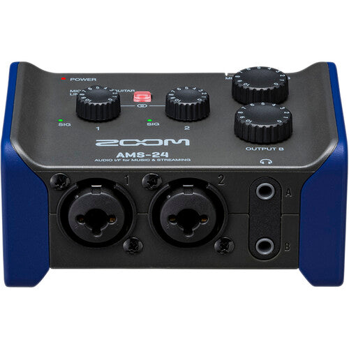 Zoom AMS-24 audio interface, top controls detail