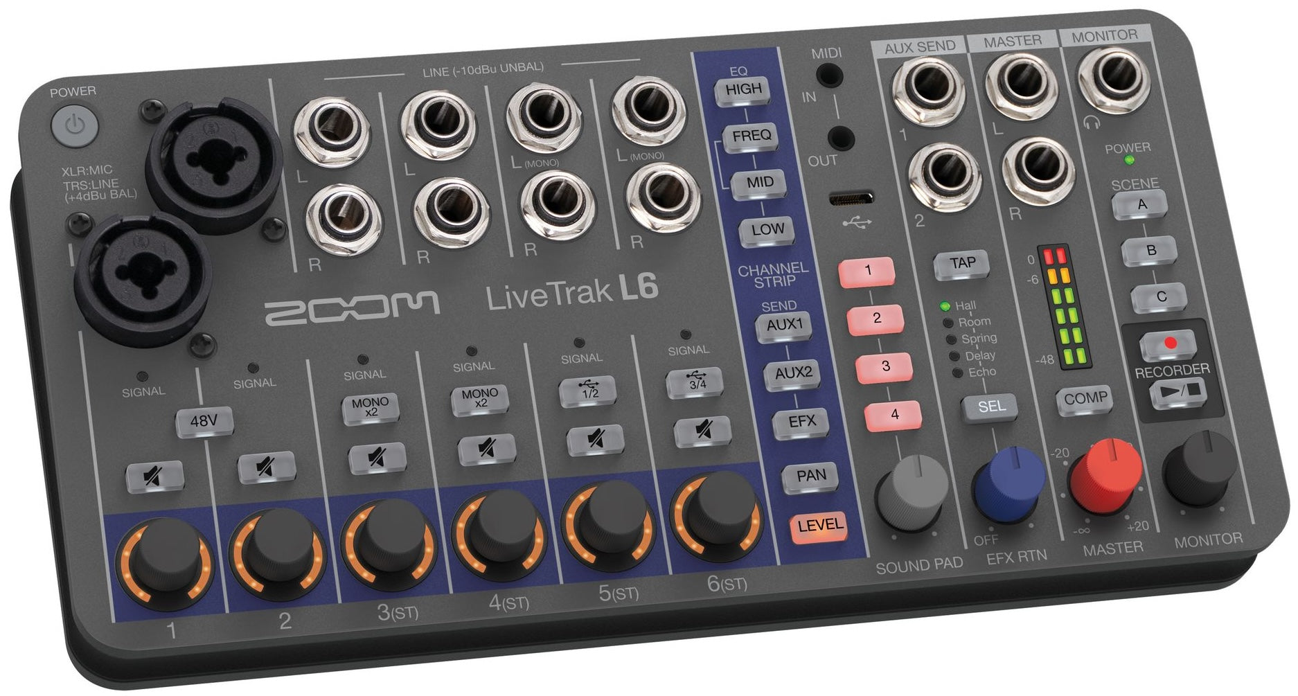 Zoom LiveTrak L-6 digital mixer, view 4