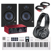 Arturia KeyLab Essential 61 MK3 (White) + Presonus Eris 4.5 BT 2nd Gen (Pair, Black) + Audio Technica ATH-M40x + Focusrite Scarlett Solo 4th Gen Bundle