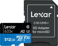 Lexar 633X microSDHC/SDXC (V30) R95/W45 512GB Memory Card (With Adapter)